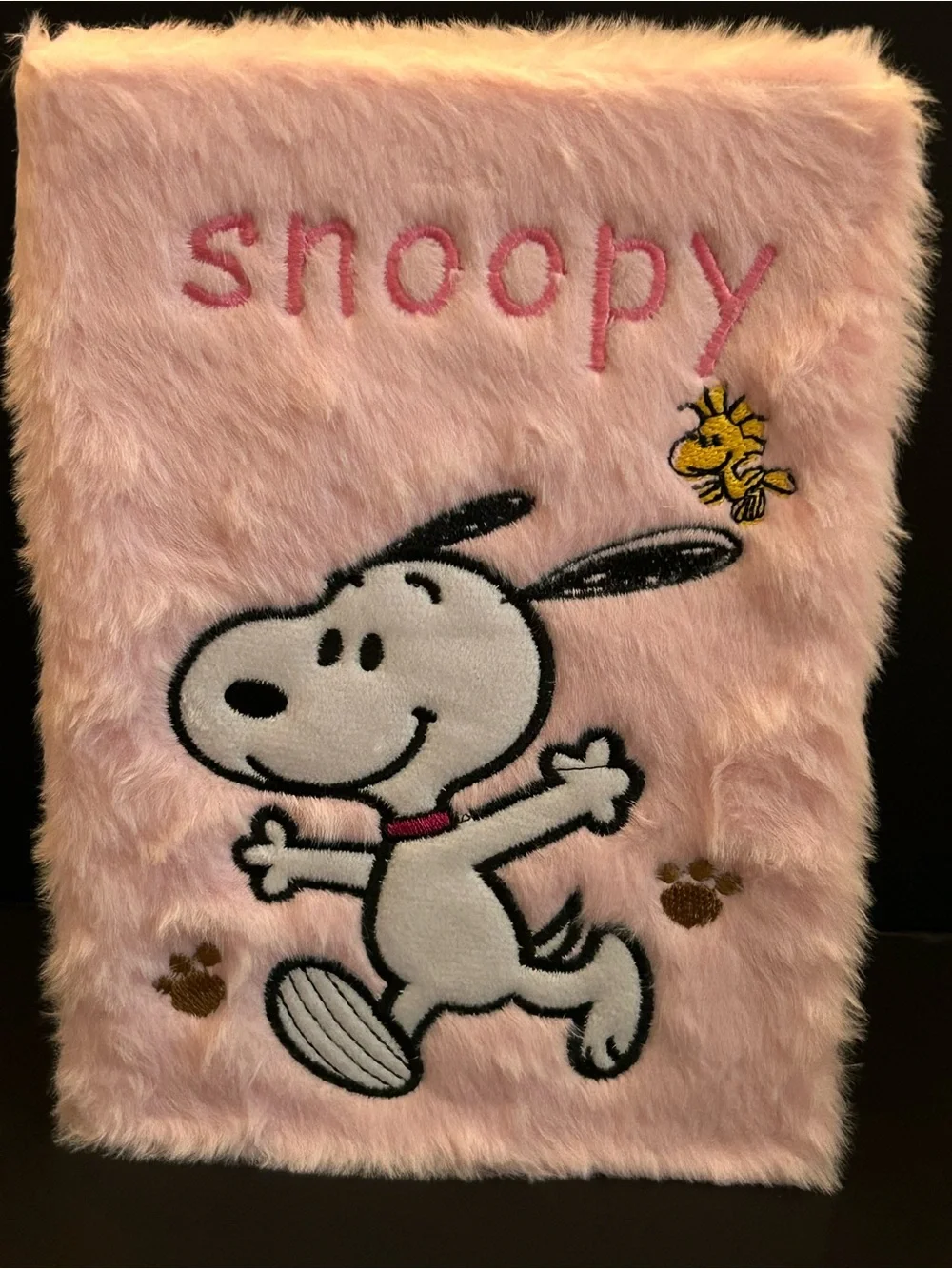 Peanuts Pink Fuzzy Snoopy Notebook for School with Woodstock Brand New